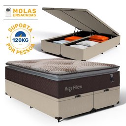 Cama Box Baú com Colchão de Molas Ensacadas Mega Pillow Queen 158cm - 2
