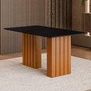 Ver imagem 1 de Mesa de Jantar com Vidro 6 Lugares Multimóveis Cr50232 Cinamomo/preto