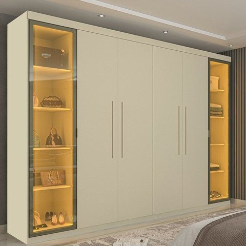 Guarda Roupa Casal Cumaru 6 Portas com 2 Portas Reflecta com LED Yescasa