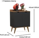 Ver imagem 2 de Aparador 2 Portas Buffet Espresso Cantinho Café Pés Palito Preto / Caramelo - Comprar Moveis em Casa