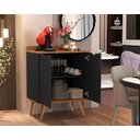 Ver imagem 3 de Aparador 2 Portas Buffet Espresso Cantinho Café Pés Palito Preto / Caramelo - Comprar Moveis em Casa