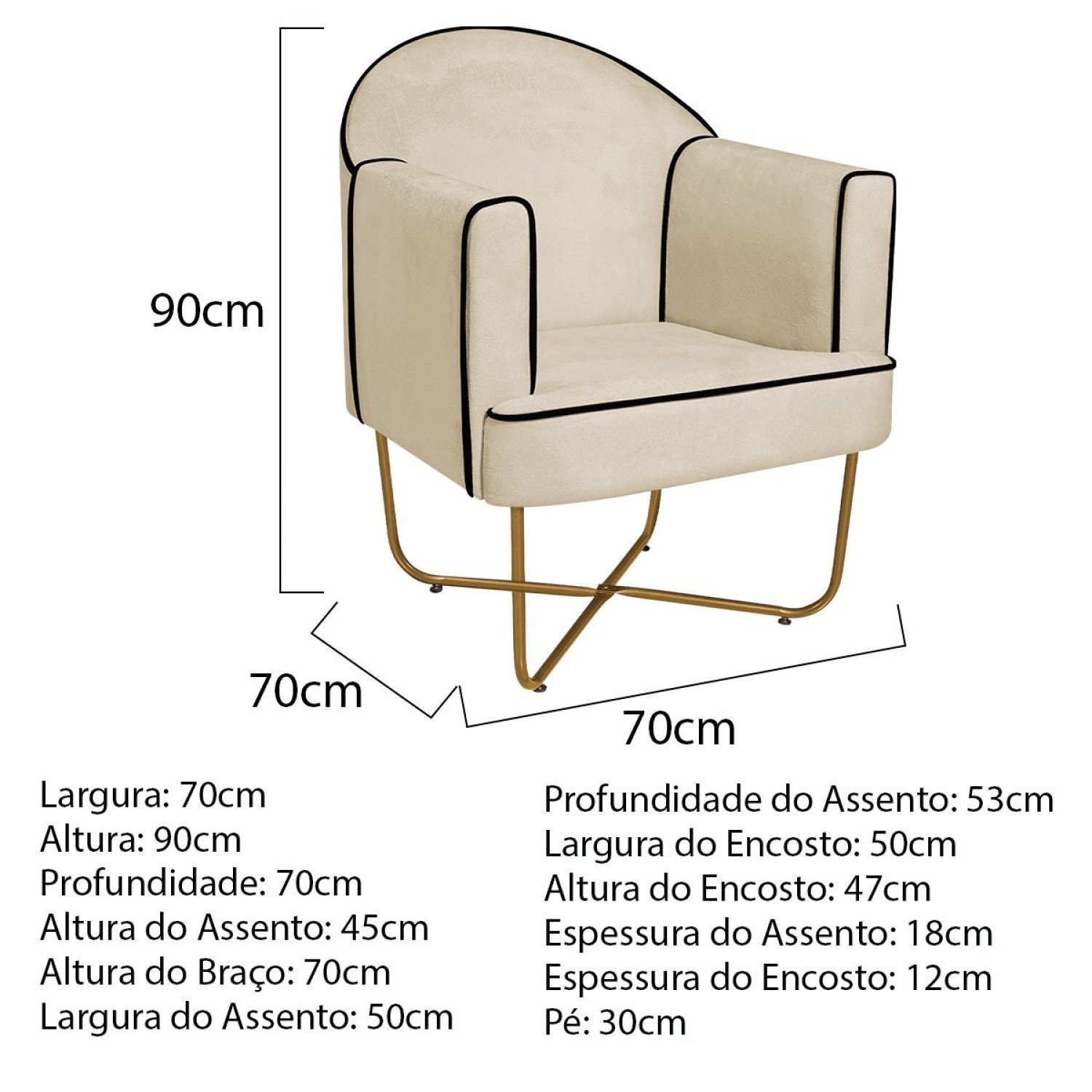 Poltrona Decorativa para Sala de Estar Base X Eva - 3
