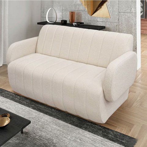 Sofá 3 Lugares Decorativo 188cm Túlio Madeira Bouclê K01 - D’Rossi