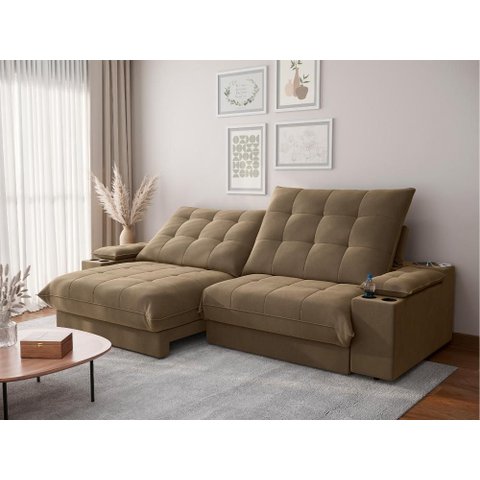 Sofá Thor 2,90cm com Super Pillow e Molas Ensacadas Veludocristal- Netsofas - Castor