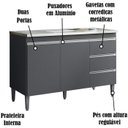 Ver imagem 4 de Balcao Para Pia 116 cm 2 Portas Andreia Cinza REAJL