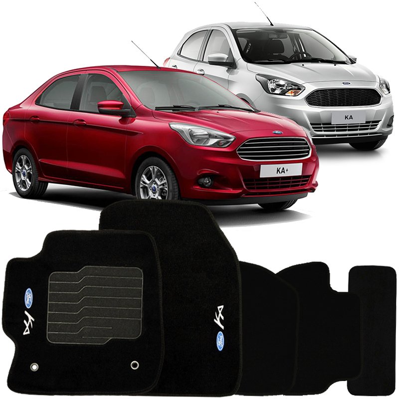 Jogo de Tapete Automotivo Carpete Ford Ka 2015 À 2019 Soft Logo Bordado Preto 5 Peças S/m Soft Preto - 2