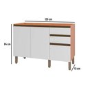 Ver imagem 3 de Gabinete de Cozinha Modulado Balcão Macadâmia p/ Pia c/ 2 Portas 120cm Freijo/Branco - Telasul