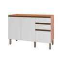 Ver imagem 1 de Gabinete de Cozinha Modulado Balcão Macadâmia p/ Pia c/ 2 Portas 120cm Freijo/Branco - Telasul