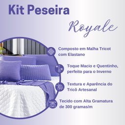 Kit de Peseira Royale Tricot com Fronhas e Almofadas 05 Peças - Tecido Malha Tricô com Elastano Deco - 4