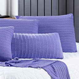Kit de Peseira Royale Tricot com Fronhas e Almofadas 05 Peças - Tecido Malha Tricô com Elastano Deco - 2