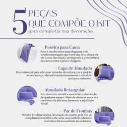 Kit de Peseira Royale Tricot com Fronhas e Almofadas 05 Peças - Tecido Malha Tricô com Elastano Deco - 5