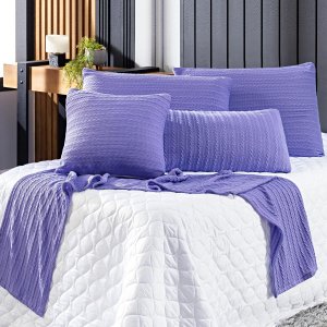 Kit de Peseira Royale Tricot com Fronhas e Almofadas 05 Peças - Tecido Malha Tricô com Elastano Deco