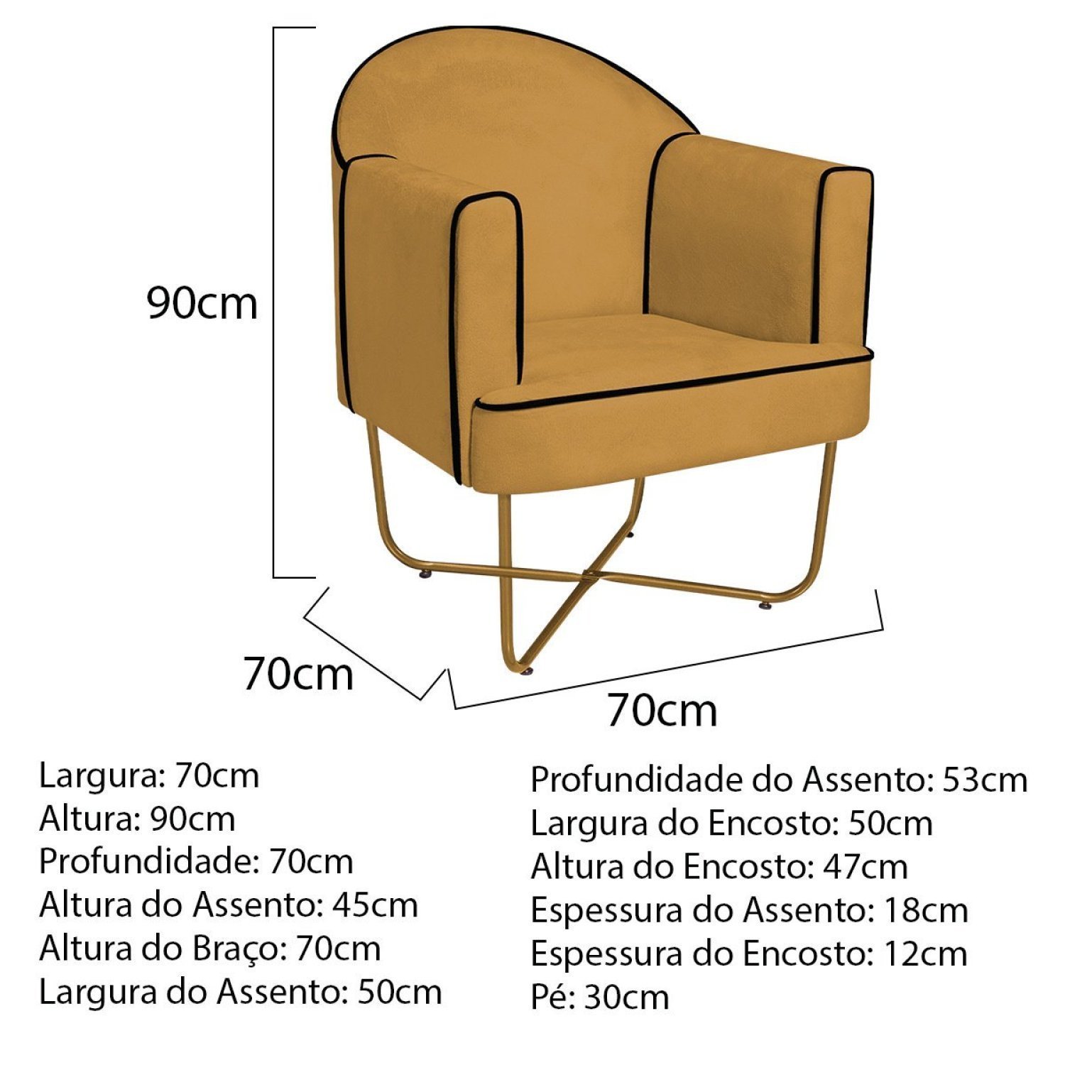 Poltrona Decorativa para Sala de Estar Base X Eva - 3