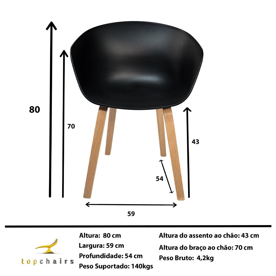 Cadeira Cassia Preta - Kit com 2 - 8