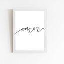 Ver imagem 1 de Amor Palavra Frase Minimalista Quadro Moldura Branca 60x40cm