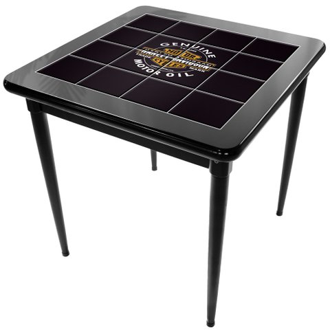 Mesa Madeira Azulejo 80x80cm - Base 4pé 78cm - Preta - Harley Davidson