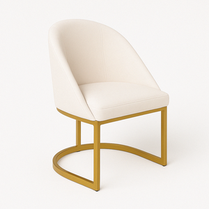 Cadeira Jantar Meia Lua Base Metal Gold Veludo Bege - Montanaris Decor