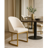 Cadeira Jantar Meia Lua Base Metal Gold Veludo Bege - Montanaris Decor - 2
