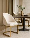 Ver imagem 2 de Cadeira Jantar Meia Lua Base Metal Gold Veludo Bege - Montanaris Decor