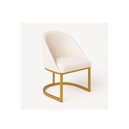 Cadeira Jantar Meia Lua Base Metal Gold Veludo Bege - Montanaris Decor - 3