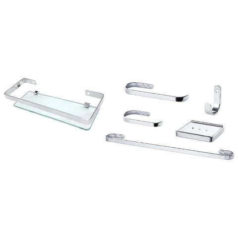 Suporte Kit de Acessório para Banheiro 6 Peças Cromado