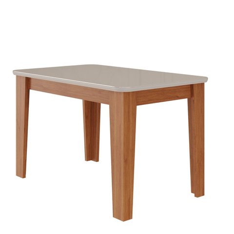 Mesa para Sala de Jantar Estela 1,30 c/Vidro Marrom/Cinamomo/Offwhite