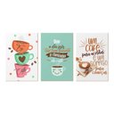 Ver imagem 1 de Trio de Quadros para Decoração Frases Café Xícara Cozinha Sala