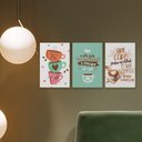 Ver imagem 3 de Trio de Quadros para Decoração Frases Café Xícara Cozinha Sala