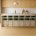Ver imagem 1 de Banqueta Cozinha Alta com Encosto Industrial Dourado Kit 6 Londres Pu Verde D03 - D'Rossi