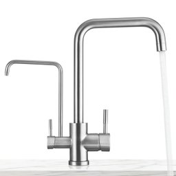 Torneira Monocomando Suporte de Filtro Bancada Cozinha Gourmet Inox Bica Alta - 1