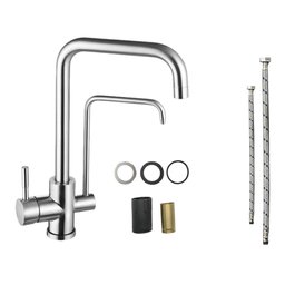 Torneira Monocomando Suporte de Filtro Bancada Cozinha Gourmet Inox Bica Alta - 5