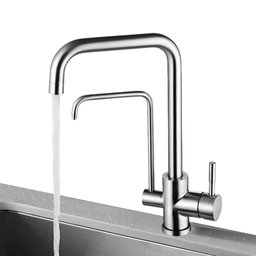Torneira Monocomando Suporte de Filtro Bancada Cozinha Gourmet Inox Bica Alta - 1