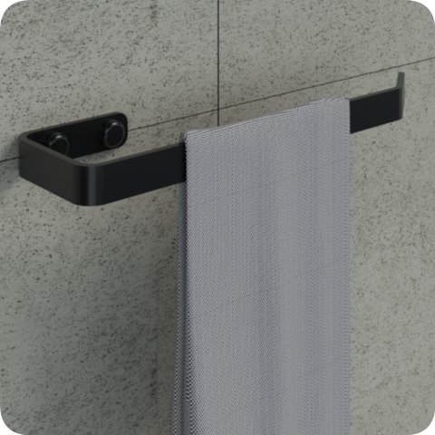 Porta Toalha De Rosto Para Banheiro Preto Fosco Plus