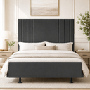 Ver imagem 1 de Cabeceira 140 cm Linho Casal Frame Estofada Cama Box Moderna:Cinza