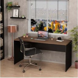 Mesa Reta 1,80m Escrivaninha Tampo de 40mm Ameixa Negra Atacadao Dos Moveis - 2