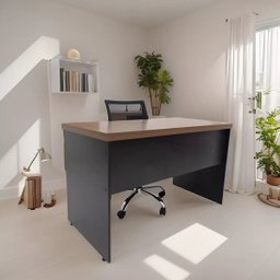 Mesa Reta 1,80m Escrivaninha Tampo de 40mm Ameixa Negra Atacadao Dos Moveis - 3