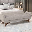 Ver imagem 2 de Puff Recamier Decorativo com Pés em Madeira 140 Cm Itália P05 Linho Cru- Lyam Decor