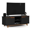 Ver imagem 3 de Rack Bancada Flow Preto para Sala de Estar com Design Moderno e Espaço para Organização