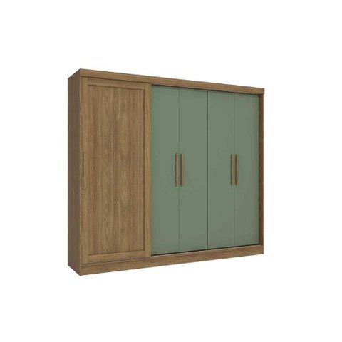 Guarda Roupa 5 Portas Flex e 4 Gavetas N564 Nogueira/Verde Oliva - Kappesberg