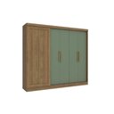 Ver imagem 1 de Guarda Roupa 5 Portas Flex e 4 Gavetas N564 Nogueira/Verde Oliva - Kappesberg