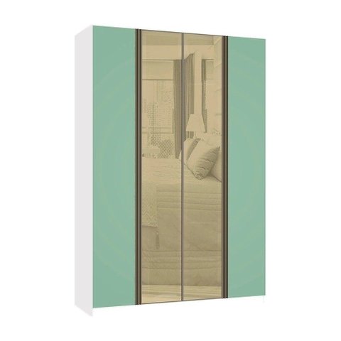 Guarda Roupa 4 Portas 3 Gavetas 159,2 Cm com Vidro Reflecta Bronze Prime Luciane Móveis