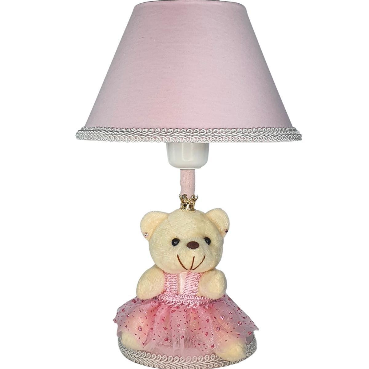 Abajur Infantil Liso Rosa Princesa Ursa Branca - 1