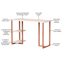 Ver imagem 2 de Escrivaninha com Prateleiras 120cm Mesa para Escritório Home Office Computador Off White/cobre