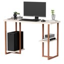 Ver imagem 1 de Escrivaninha com Prateleiras 120cm Mesa para Escritório Home Office Computador Off White/cobre