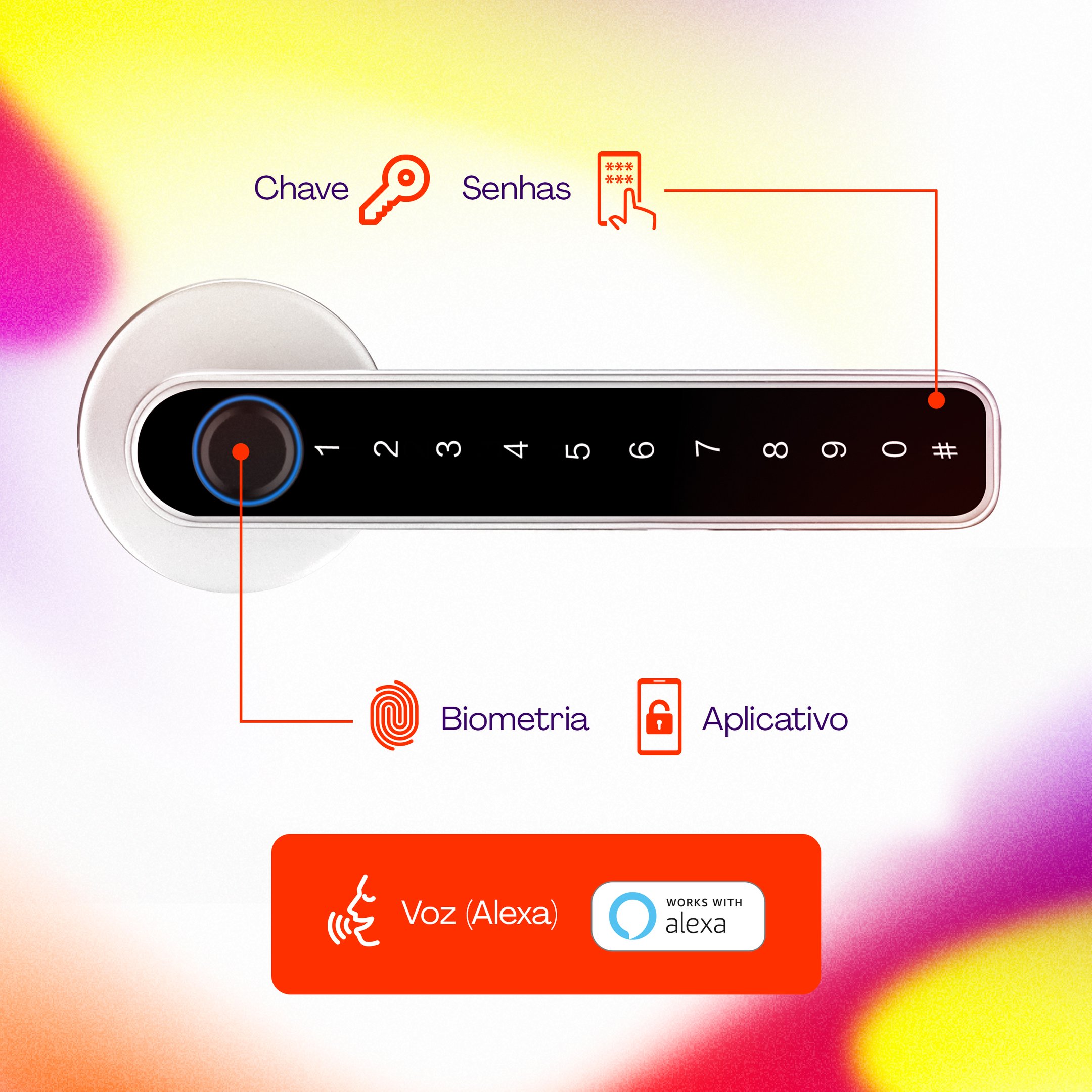  Fechadura Digital Eletrônica Inteligente Bluetooth de Embutir Geonav  - 2