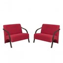 Ver imagem 1 de Kit 2 Poltronas Namoradeira Suede Madeira Vermelho