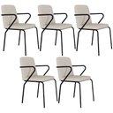 Ver imagem 1 de Kit 05 Cadeiras Estofada para Sala de Jantar com Braço Loft Preto C01 Linho Areia - Lyam Decor