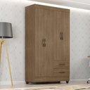 Ver imagem 3 de Roupeiro 4 Portas 2 Gavetas Lite Carvalho Oak 76cm Largura Quarto Solteiro Mdp