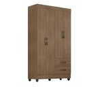 Ver imagem 1 de Roupeiro 4 Portas 2 Gavetas Lite Carvalho Oak 76cm Largura Quarto Solteiro Mdp