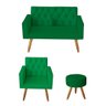 Kit Sofá 2 Lugares e Poltrona Para Sala Bianca Capitonê e Puff Redondo Suede Verde - Móveis - 1